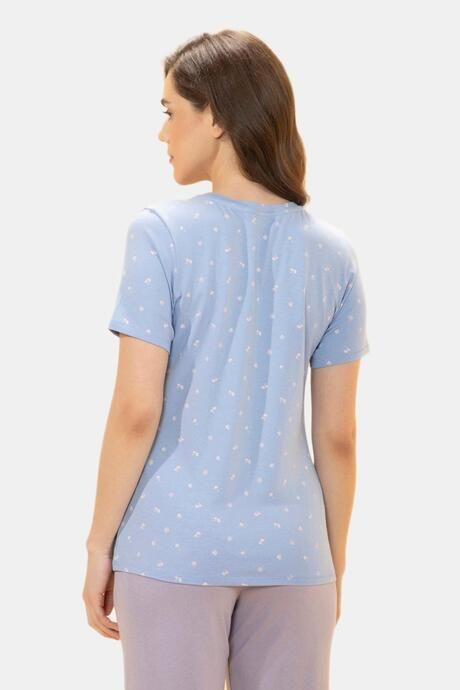 Amante Scoop Neck Sleep Tee - Lavender Tropical Print — image 3